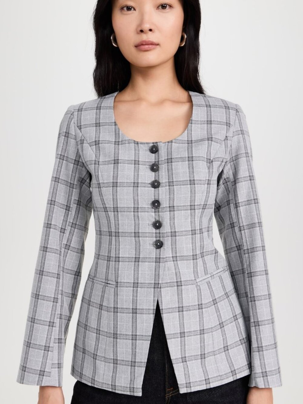 ALIGNE Daphne Scoop Blazer in Check Size 4 NWT